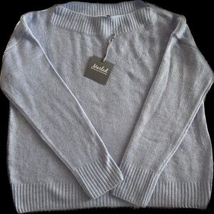New marled  lavender  sky light blue boat neck sweater size large